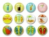 Summer Chillax Relax Flip Flops Sandals Fruit Cocktail Drinks Beach Ball Sunglasses Surfboards 12 Pieces Home Button Stickers for iPhone 5 4/4s 3GS 3G, iPad 2, iPad Mini, iPod Touch