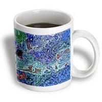 Painted Blue Red Aqua Abstract - 11oz Mug