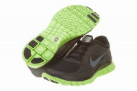 Nike Men's NIKE FREE RUN+ 3 SHIELD RUNNING SHOES 9 (BLACK/DARK GREY/ELECTRIC GREEN)