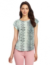 Joie Women's Rancher Snake Printed Top, Pale Aqua, Large