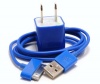 CablesFrLess (TM) Blue 3ft USB Charging / Data Sync Cable + USB AC Wall Adapter fits iPhone 4s iPhone 4 iPhone 3GS iPhone 3G