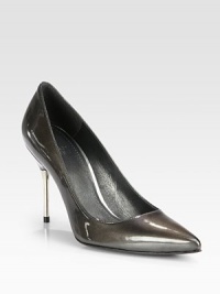 A metal heel upgrades this classic point toe silhouette of gleaming patent leather. Metal heel, 3¾ (95mm)Patent leather upperPoint toeLeather lining and solePadded insoleImported