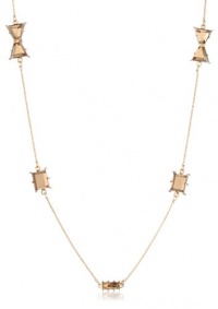 Betsey Johnson Iconic Summer Metallics Gem and Bow Long Illusion Necklace, 40