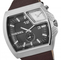 Diesel Men's DZ1417 Brown Leather Quartz Watch with Silver Dial