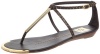 DV By Dolce Vita Women's Archer Thong Sandal,Black/Gold Stella,8.5 M US