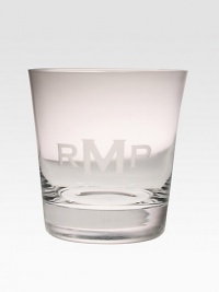 The perfect, oversized double old fashion glass in a classic pattern for the whiskey lover. Clear glass4H X 3.75DDishwasher safeImportedFOR PERSONALIZATIONSelect a quantity, then scroll down and click on PERSONALIZE & ADD TO BAG to choose and preview your personalization options. Please allow 2 weeks for delivery.