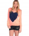 Vintage Havana Womens Stoned Heart Sweater - Neon Coral - Medium