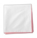 White Cotton Pocket Square with Pink Border