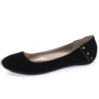 Qupid Savana-163 Black Velvet Studded Slip-On Round Toe Flats, Size: 6 (M) US [Apparel]