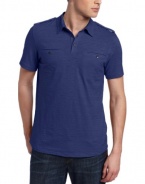 Kenneth Cole Men's Dressy Slub Double Pocket Polo