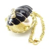 DaisyJewel Atlantis Treasure: Large Black Enameled Golden Oyster with Huge Faux Pearl and Cute Crystal Pave Bow Hanging From a 28in. Strong and Rare Prince of Wales Chain with Lobster Clasp TOP SELLER Mega Clearance Sale