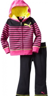 Puma - Kids Girls 2-6X Toddler Striped Hoodie Set, Raspberry Rose, 4T