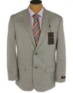 Tasso Elba Mens 2 Button Light Gray Herringbone Wool Sport Coat Jacket