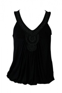 Alfani Petites Beaded Applique V Neckline Sleeveless Tank Top