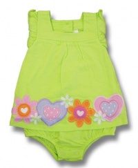 First Impressions Infant Girls Lime Green Flower and Heart Sunsuit, 18 Months