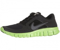 Nike Kids's NIKE FREE RUN 3 (GS) RUNNING SHOES 4 (BLACK/DARK GREY/ELECTRIC GREEN)