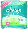 Always Ultra Thin Long/Super With Wings, Unscented Pads 58 Count