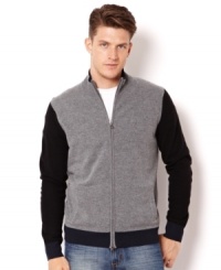 This full zip sweater from Nautica is an easy way to add a clean, crisp layer to your seasonal style.