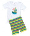 Leveret Shorts Sail Boat 2 Piece Pajama 100% Cotton (Size 6M-5T)