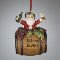 Kurt Adler 4-Inch Polyresin Santa on Wine Barrel Ornament