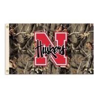 NCAA Nebraska Cornhuskers 3-by-5 Foot Flag with Grommets - Realtree Camo Background