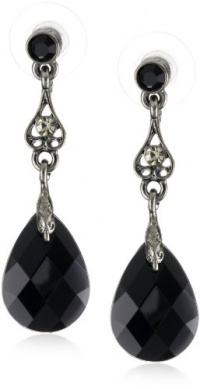 1928 Jewelry Spring Jet Black Delicate Teardrop Earrings