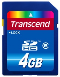 Transcend 4 GB Class 6 SDHC Flash Memory Card TS4GSDHC6