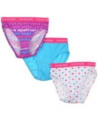 Calvin Klein Toddler Girls Turquoise and Purple Bikini 3 Pack for girls (4T)