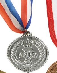 2 Costume Accessory Olympic Style Plastic Silver Medal