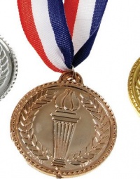 2 Costume Accessory Olympic Style Plastic Bronze Medal