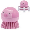 Boston Warehouse Suds Buds Brush Scrubber and Holder, Pig in Pen Design