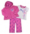 Puma Infant Girls Heart Bubbling Rose Pink 3Pc Pant Set (24M)