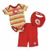 Akademiks Newborn Boys Red 3pc Bodysuit Pant Set (6/9M)