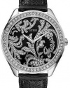 GUESS Black and Silver Floral Sequin Watch