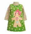 Bonnie Baby Infant Girls 2-Pc Green Fleece Jumper Set, Gingerbread Man, 3-6 Months