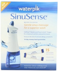 Waterpik SWI 615 Sinusense Water Pulsator Includes 15 Soothing Saline Packs With Aloe Vera and Eucalyptus, Blue/white