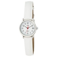 Timex Women's T2H391 Easy Reader White Leather Strap Nurse's Watch