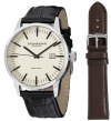 Stuhrling Original Men's 555A.03 Classic Ascot II  Swiss Quartz Date Beige Dial Strap Set Watch