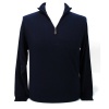 Maglierie Di Perugia MDP IU 1803 BLU Silk/Cashmere Mock Neck Half Zip Navy Blue Men's Sweater (52)