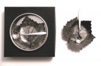 Clay Company Pewter Leaf Salt Cellar Set