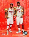 (8x12) LeBron James Dwyane Wade NBA & MVP Trophies Miami Heat Photo