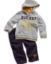 GUESS Kids Baby Boy Zip Hoodie and Sweatpants Set (, GREY HEATHER (24M)