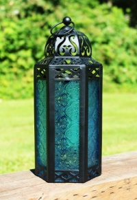 Mid Size Table/hanging Blue Hexagon Moroccan Candle Lantern Holders