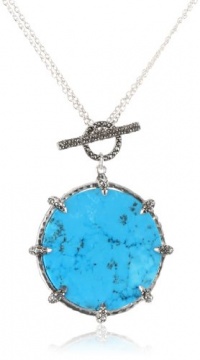 Judith Jack Coins Sterling Silver, Marcasite, Turquoise and Lapis Reversible Convertible Pendant Necklace, 36