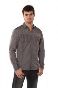 Affliction Bishop Woven Long Sleeve Button-Up Shirt - Gray (Large)