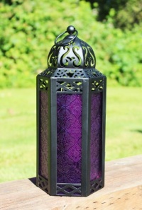 Mid Size Purple Table/hanging Hexagon Moroccan Candle Lantern Holders