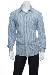 Van Heusen Men's Blue Vertical Striped Button Down Shirt