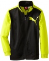 Puma - Kids Boys 2-7 Blocked Tricot Jacket, Black/Sulphur, Large