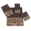 Avanti Damask Fringe 4-Piece Towel Set, Mocha