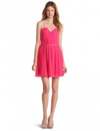 ERIN Erin Fetherston Women's Chiffon Piped Pleat Dress, Neon Pink, 4